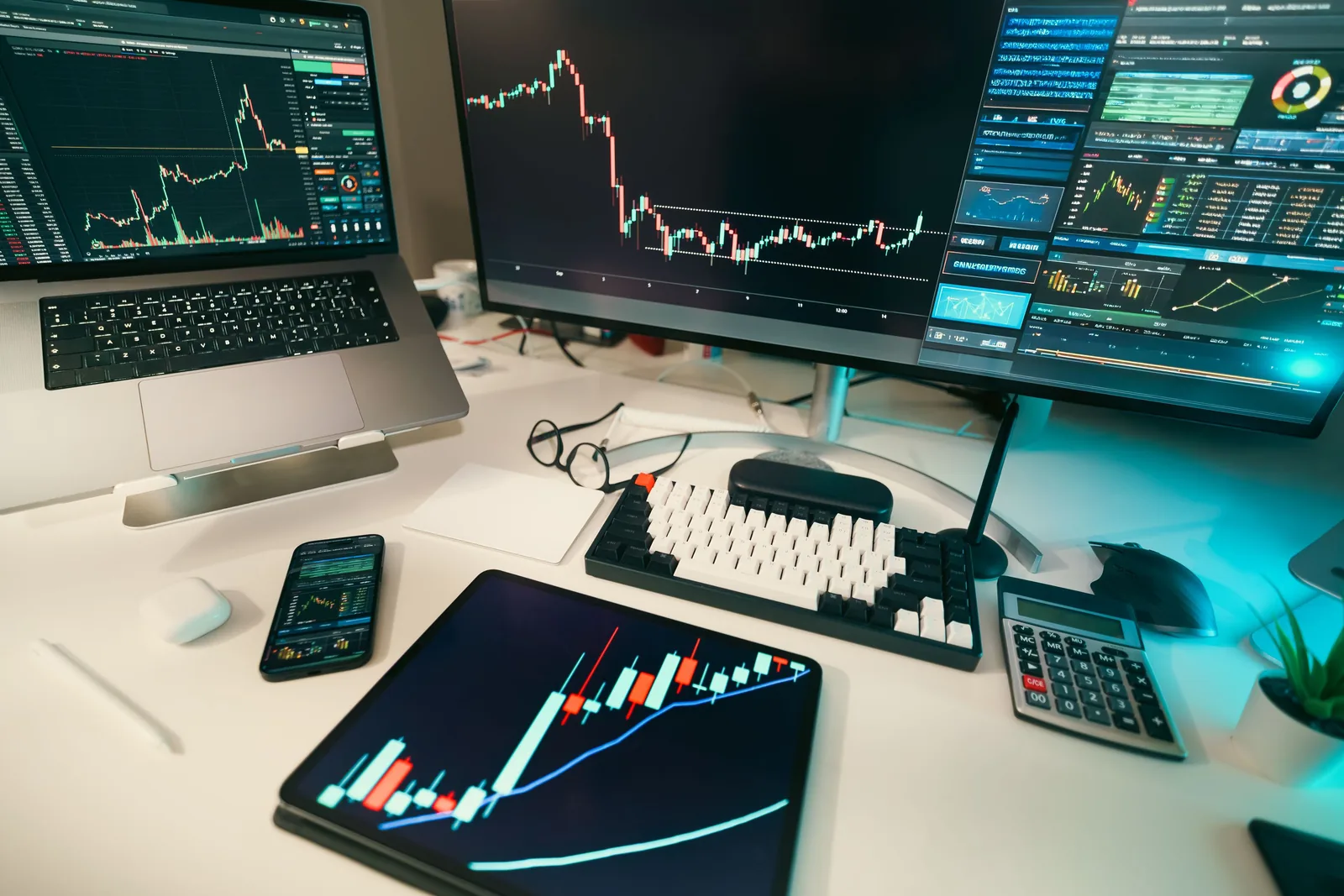 Professional trading workspace with live market charts